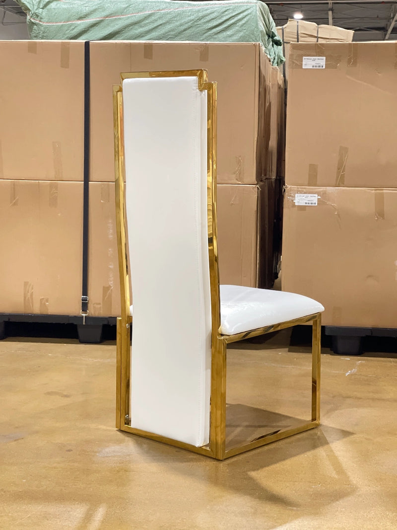 48" Gia accent chair • Gold/White | Stainless steel