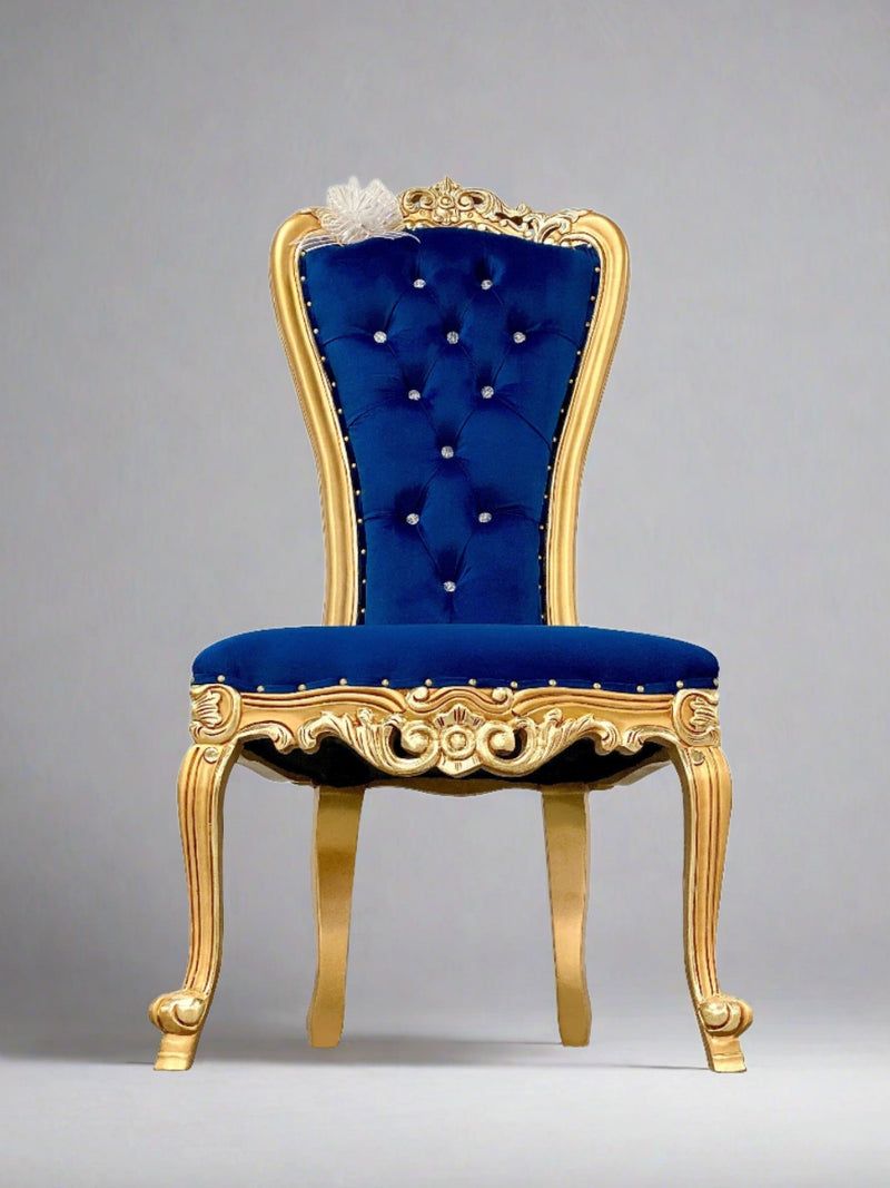 54" Takhta accent chair • Gold/Blue velvet