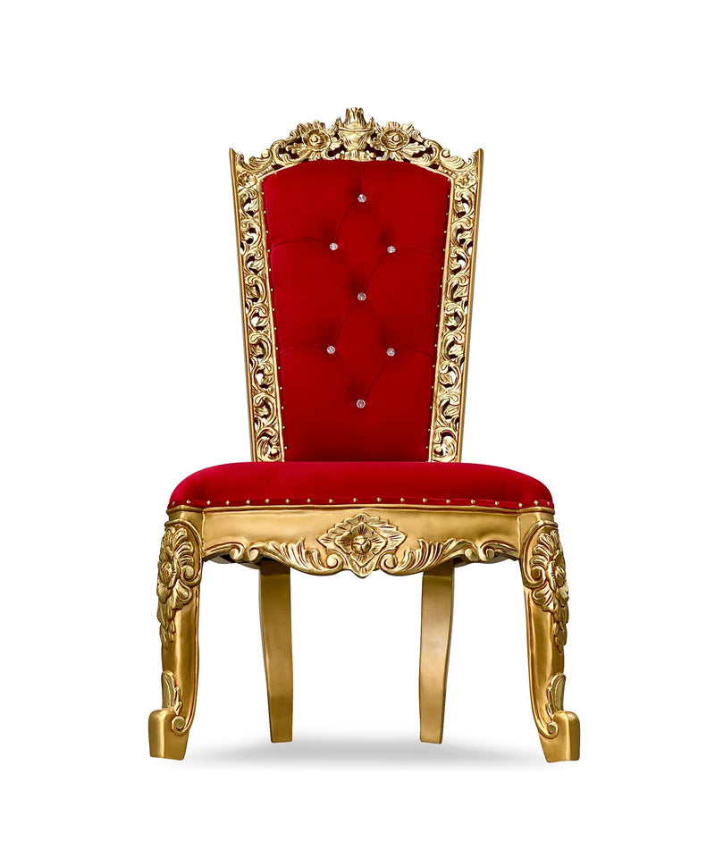 60" Casper accent chair • Gold/Red velvet