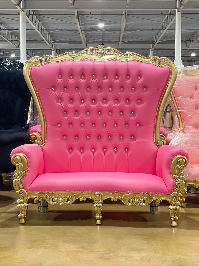 70" OG Throne settee • Gold/Hot Pink