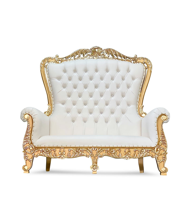 70" Aspen Throne settee • Gold/Ivory