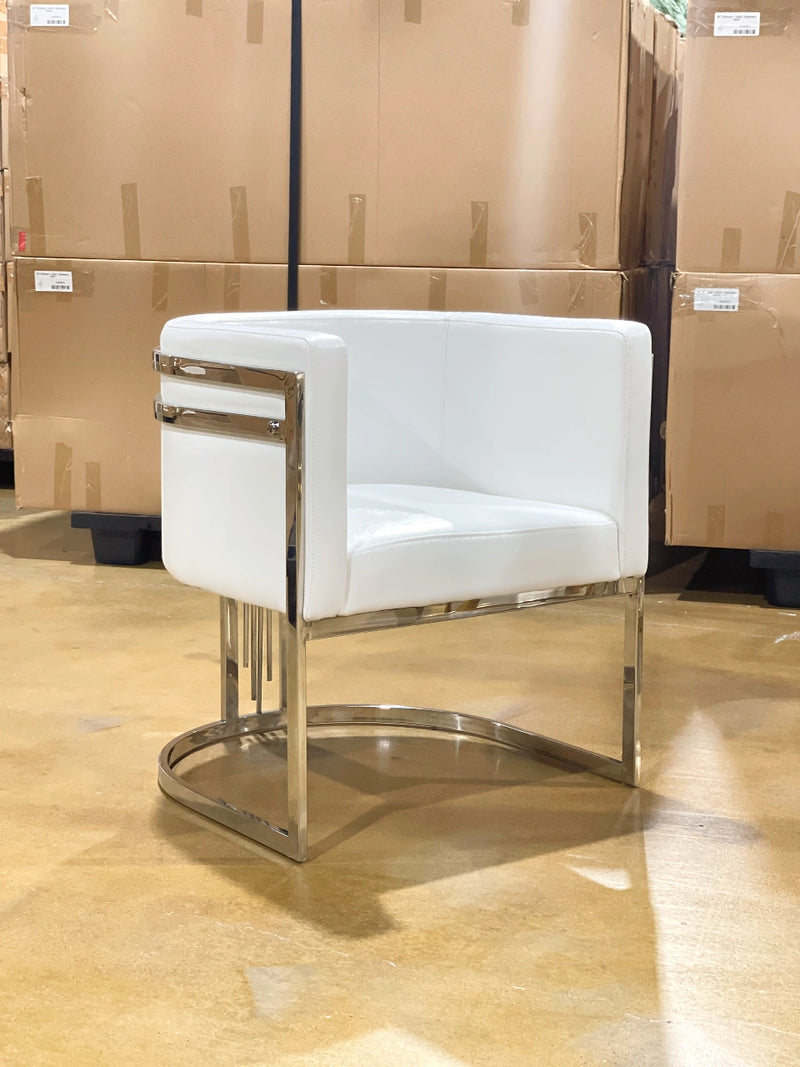 30" Barrel back chair • Silver/White | Stainless steel