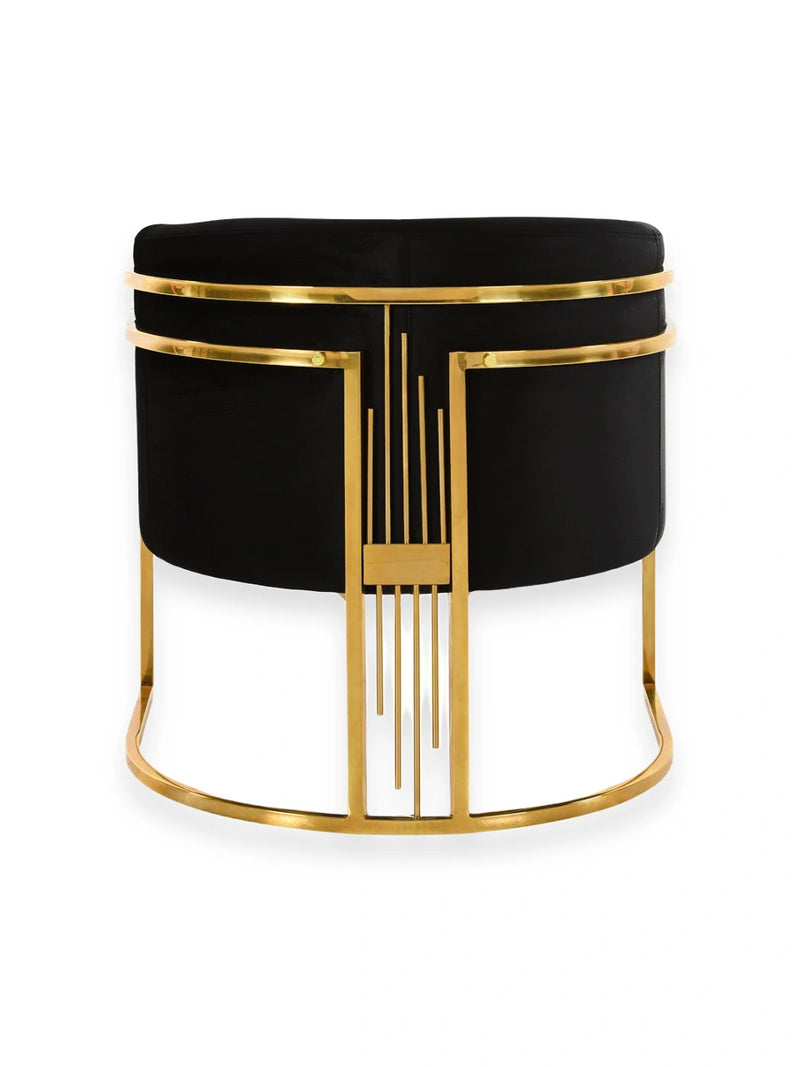 30" Barrel back chair • Gold/Black velvet | Stainless steel