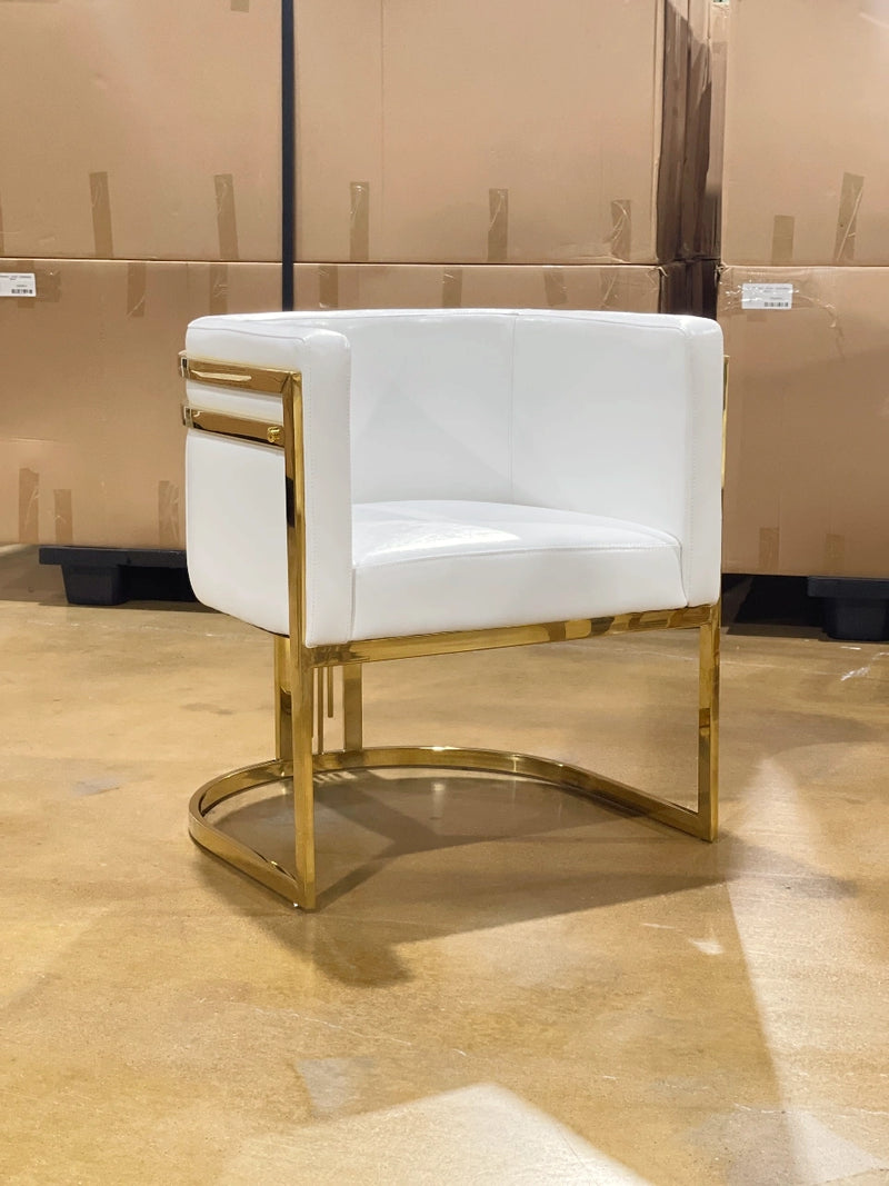 30" Barrel back chair • Gold/White | Stainless steel