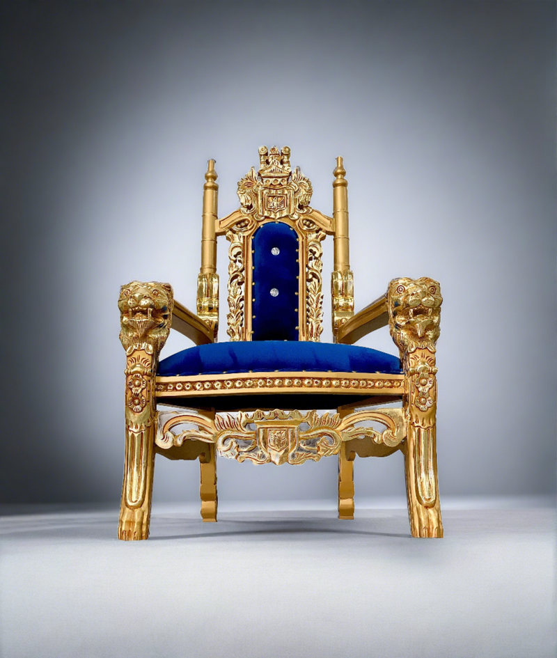 36" Kids' Raja Throne • Gold/Blue velvet