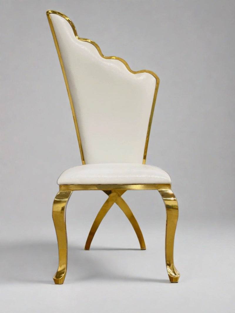 47" Seashell accent chair • Gold/White / Stainless Steel / CB366