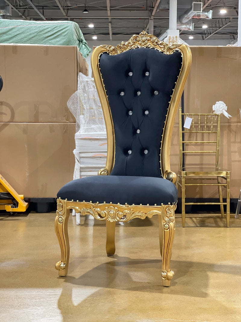 54" Takhta accent chair • Gold/Black velvet