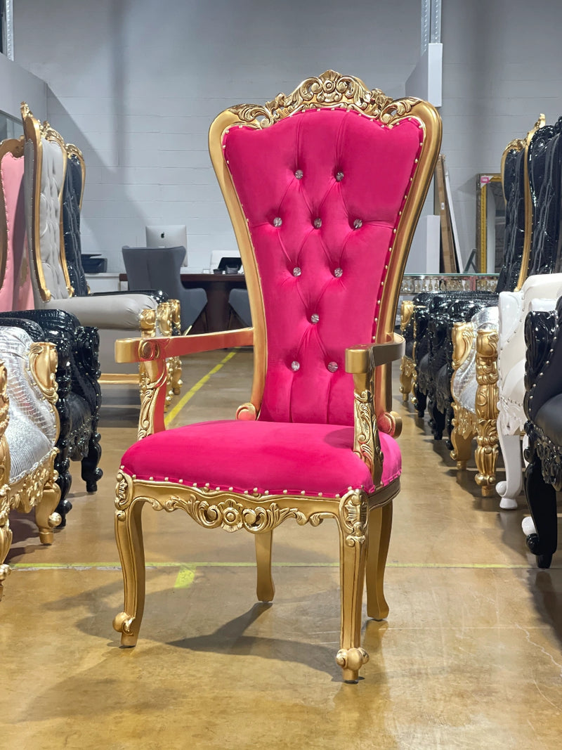 54" Takhta armchair • Gold/Fuchsia velvet