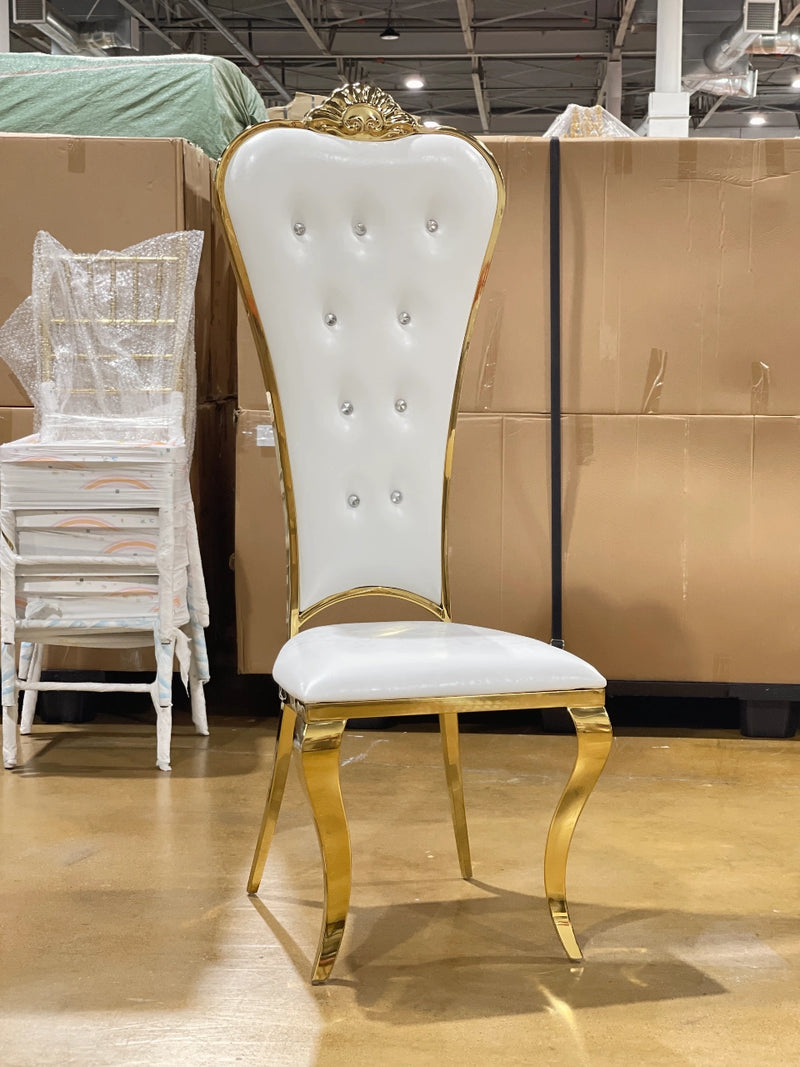 55" Takhta accent chair • Gold/White | Stainless steel