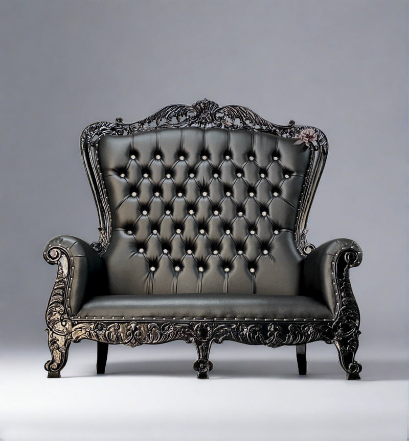 70" Aspen Throne settee • Black/Black