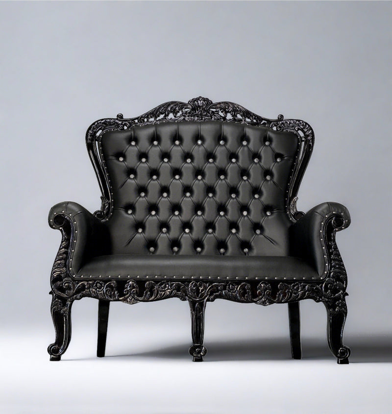 70" Aspen Throne settee (T) • Black/Black