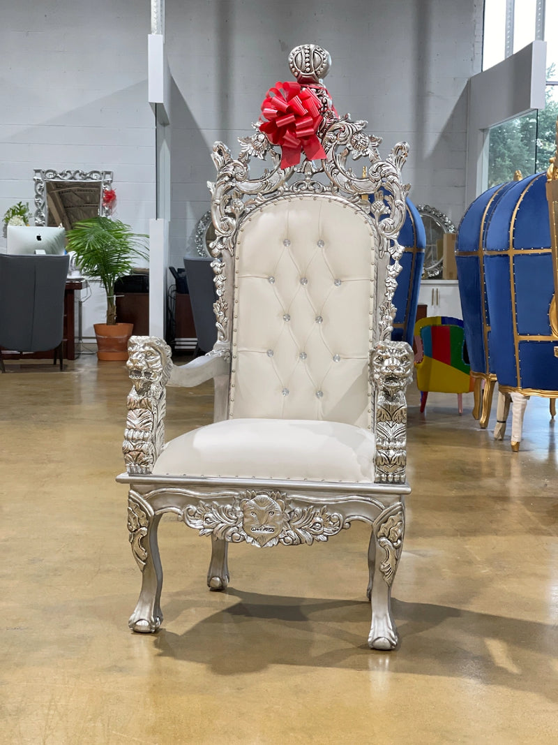 70" Kasra Throne • Silver/Ivory