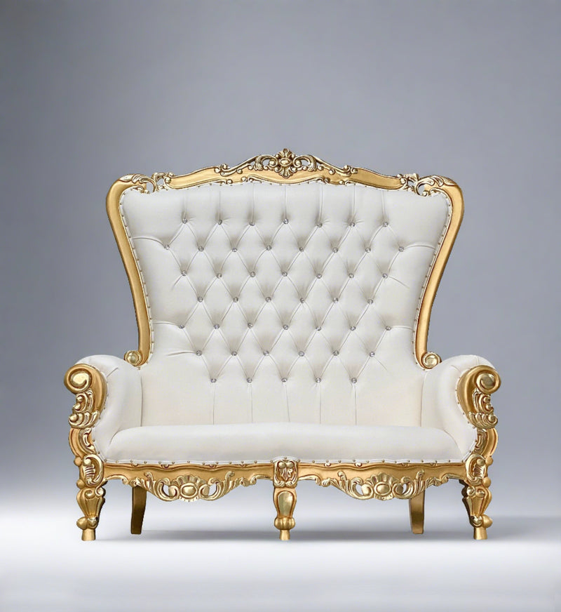 70" OG Throne settee • Gold/Ivory