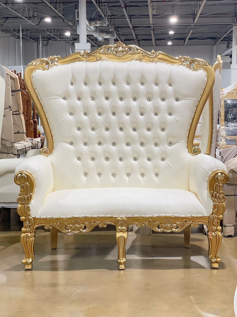 70" OG Throne settee (T) • Gold/Ivory