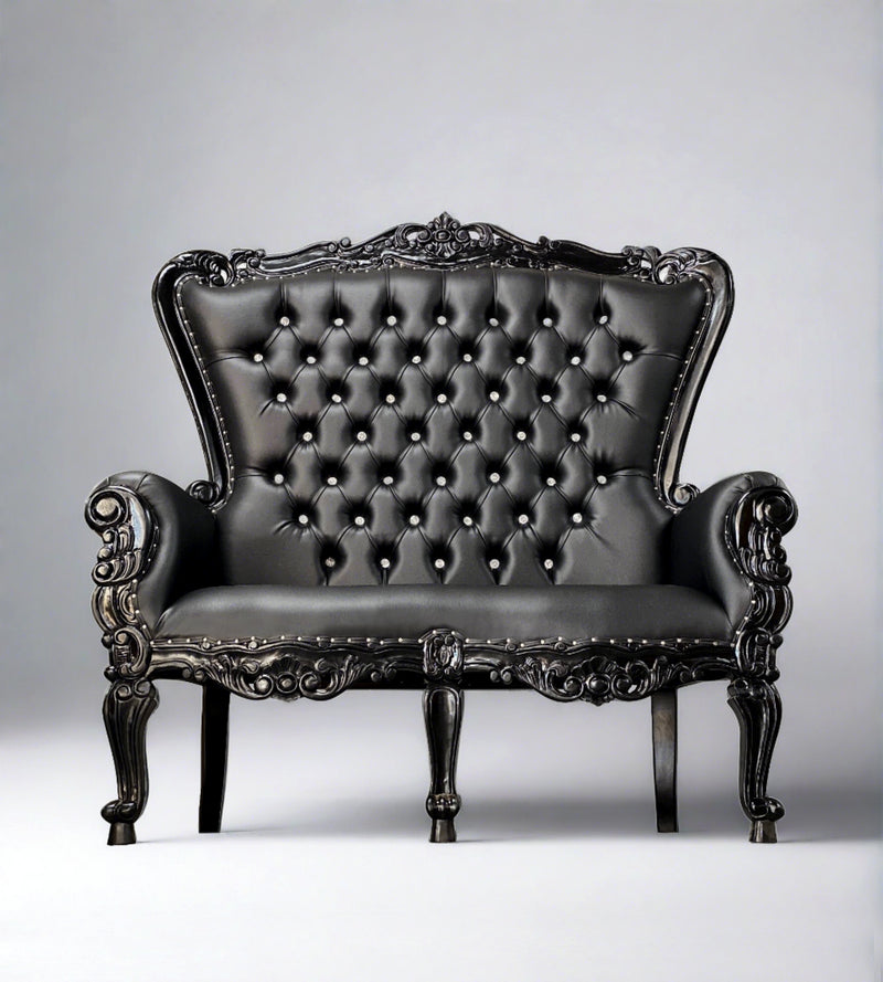 70" OG Throne settee (T) • Black/Black