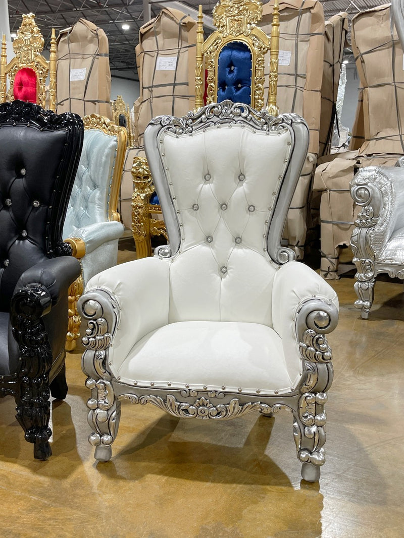 36" Kids' Vienna Throne • Silver/Ivory Chiseled Perfections®