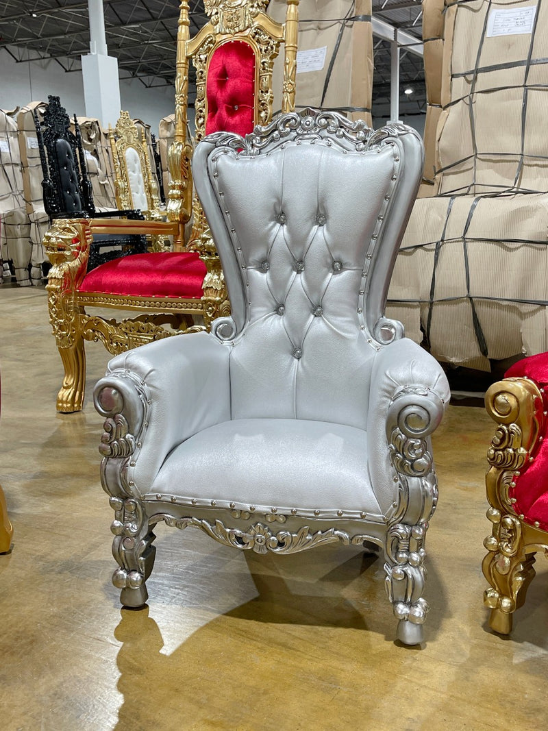 36" Kids' Vienna Throne • Silver/Silver Chiseled Perfections®