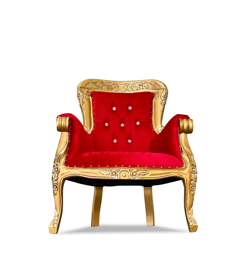 43" Grandfather armchair • Gold/Red velvet