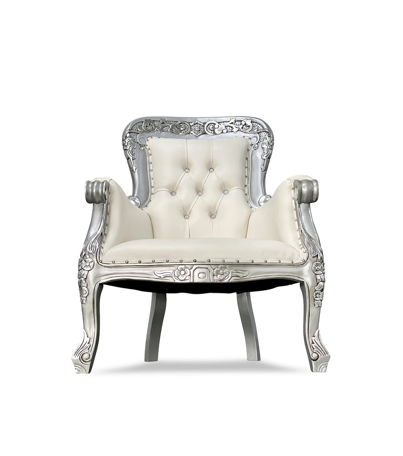 43" Grandfather armchair • Silver/Ivory