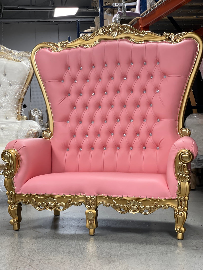 70" OG Throne settee • Gold/Pink