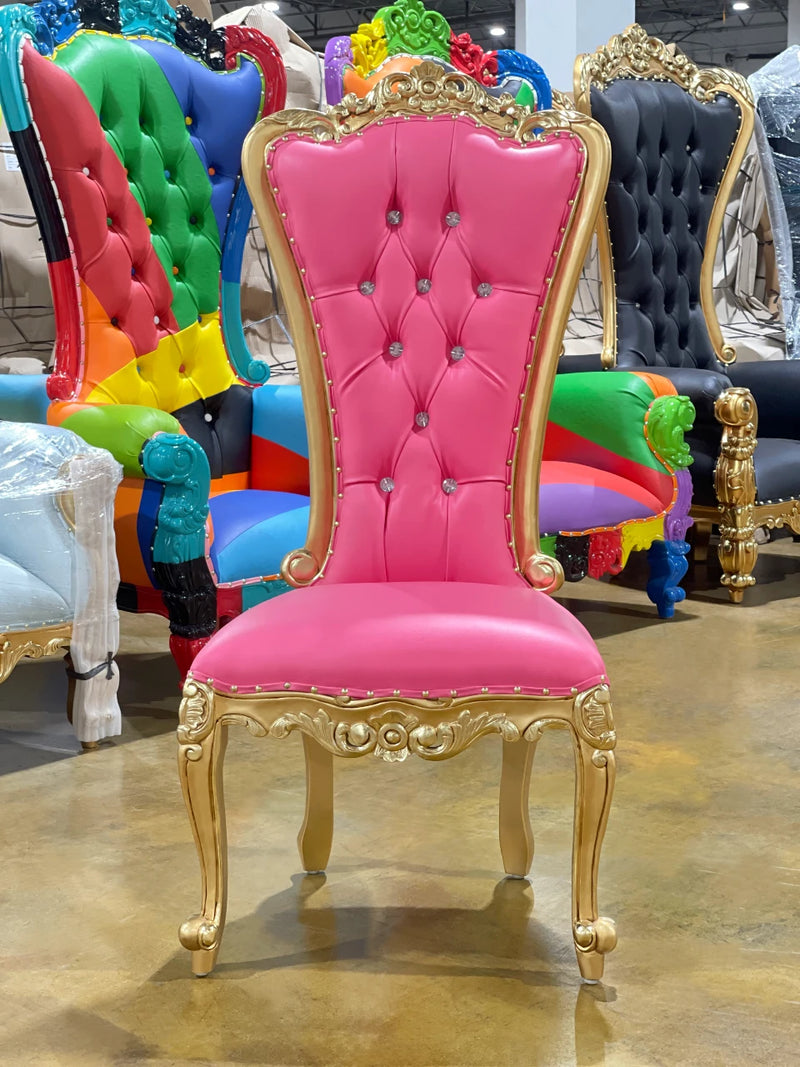 54" Takhta accent chair • Gold/Hot Pink