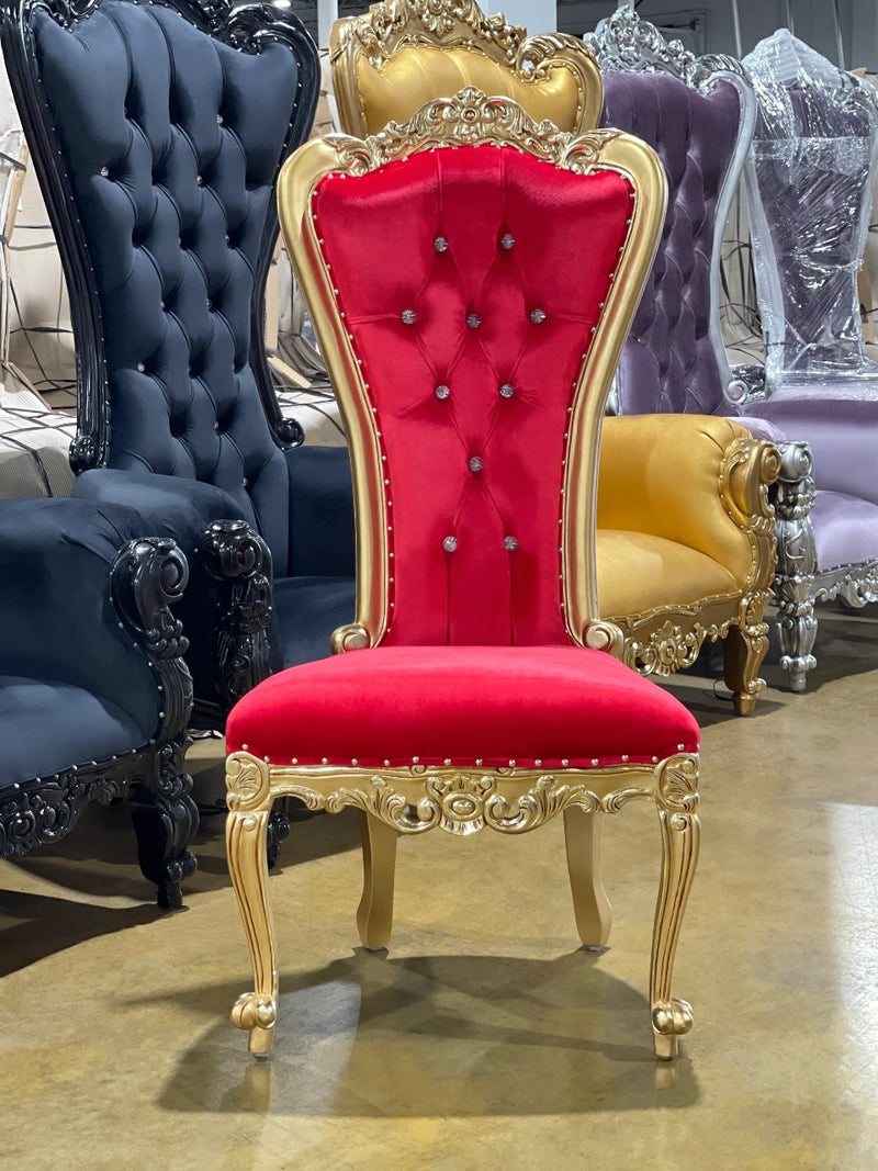 54" Takhta accent chair • Gold/Red velvet