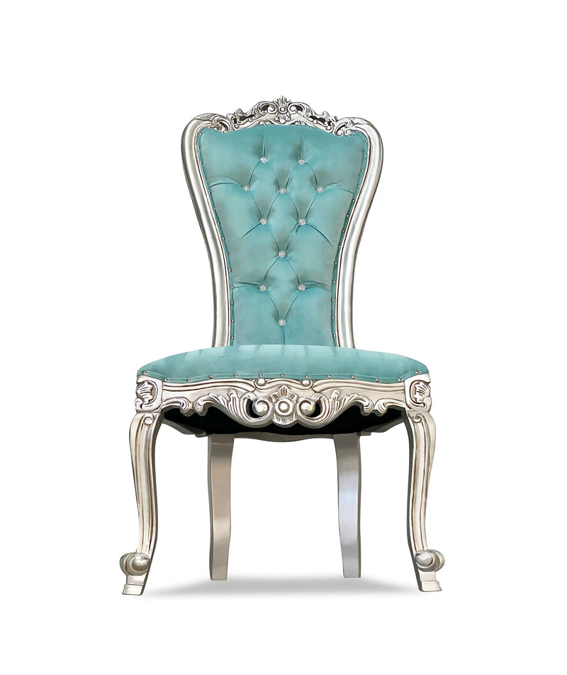 54" Takhta accent chair • Silver/Teal velvet