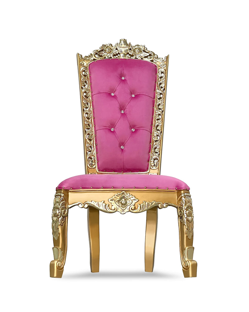 60" Casper accent chair • Gold/Fuchsia velvet