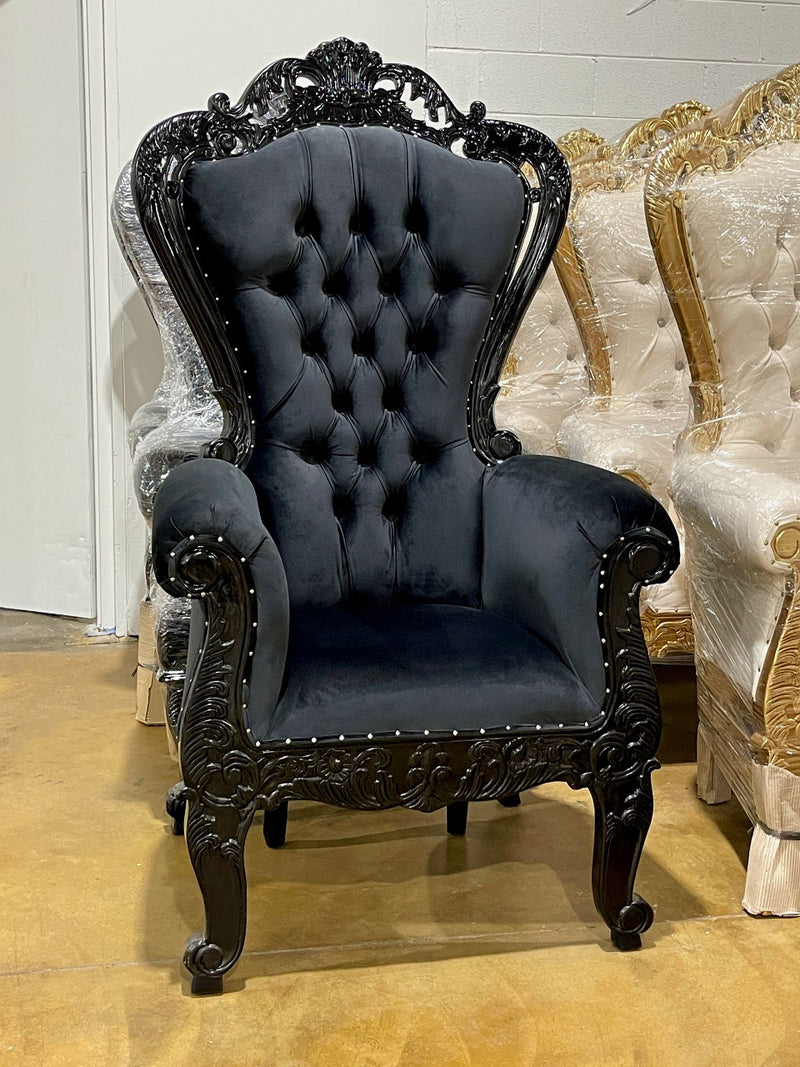 70" Aspen Throne (T) • Black/Black velvet + velvet buttons