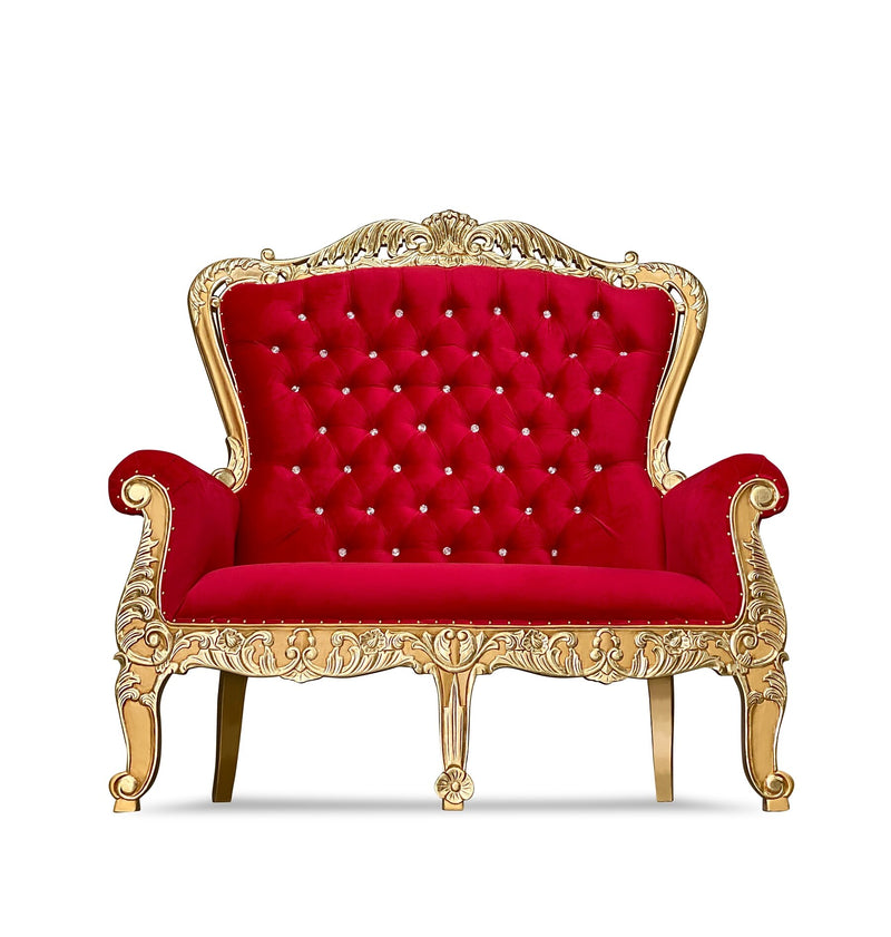 70" Aspen Throne settee (T) • Gold/Red velvet