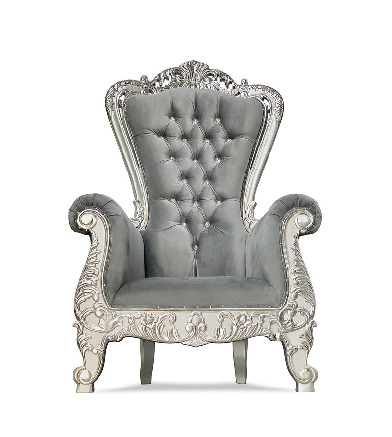 70" Aspen Throne • Silver/Gray velvet