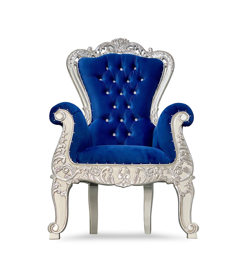 70" Aspen Throne (T) • Silver/Blue velvet