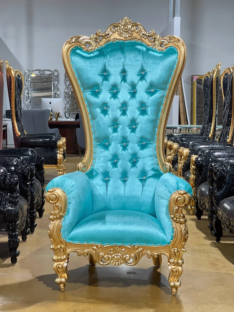 72" Vienna Throne • Gold/Aqua velvet
