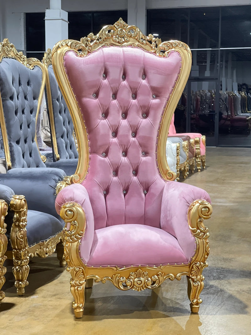 72" Vienna Throne • Gold/Blush Pink velvet