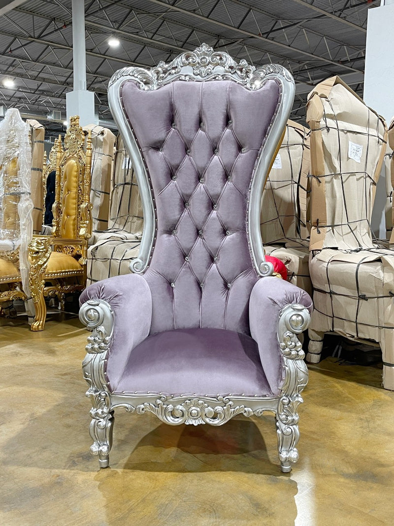 72" Vienna Throne • Silver/Lavender velvet