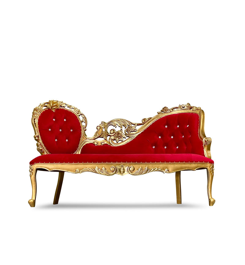74" Abigail chaise • Gold/Red
