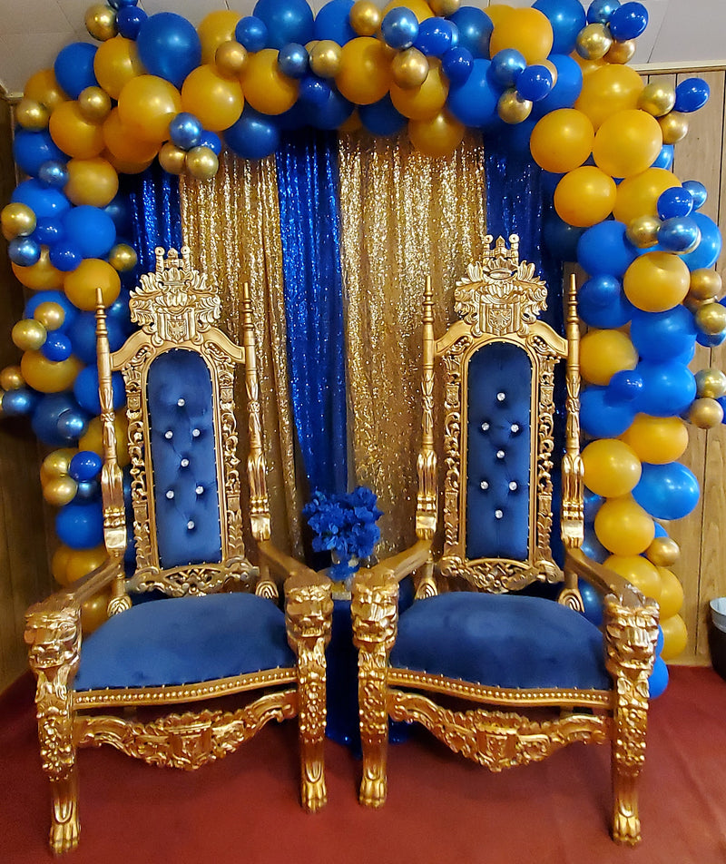 70" Raja Throne • Gold/Blue velvet