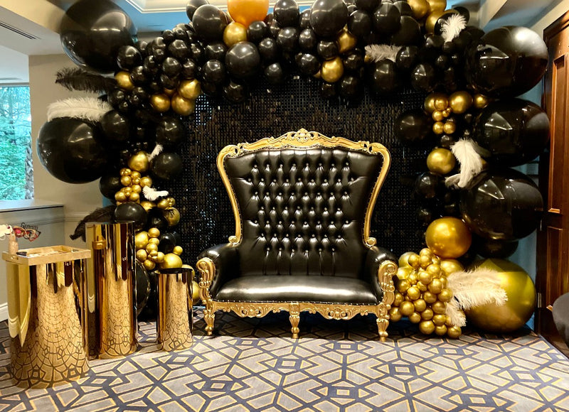 70" OG Throne settee • Gold/Black