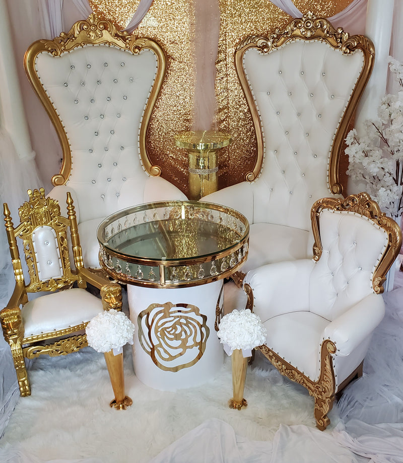 39" Kids' Aspen Throne • Gold/Ivory Chiseled Perfections®